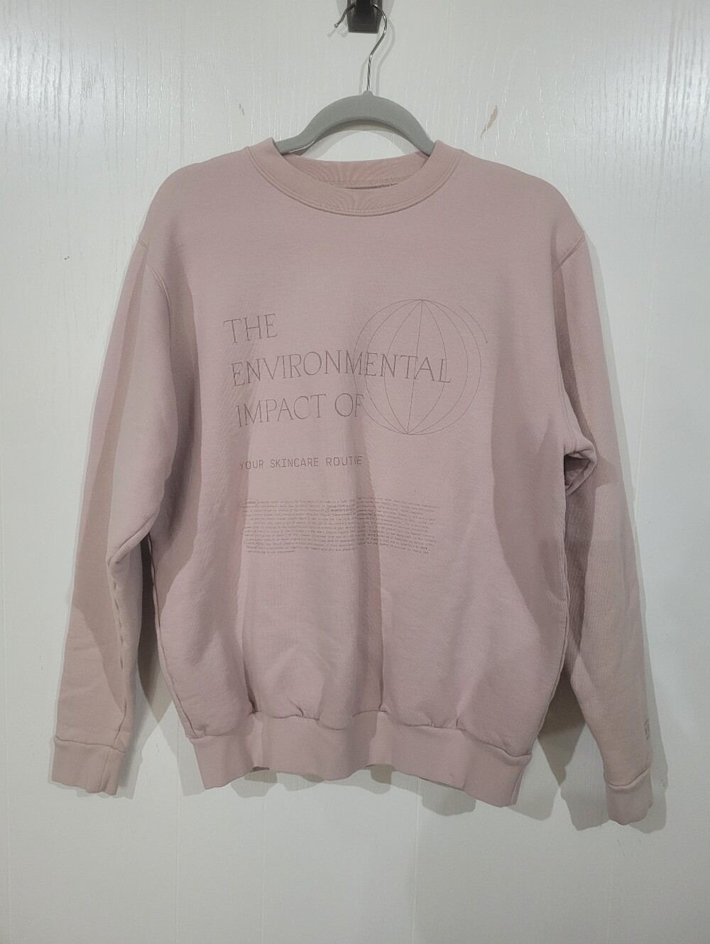 Versed Collab Classic Crewneck Sweatshirt Blush Pink Organic Cotton Size Small